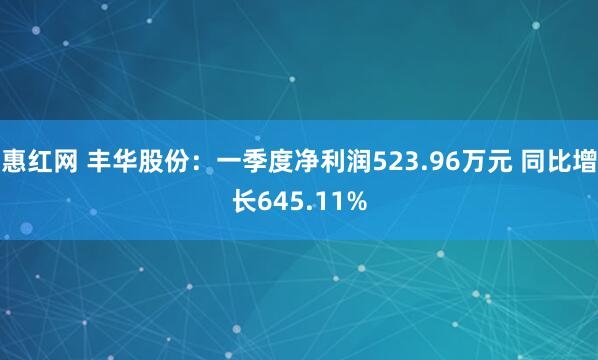 惠红网 丰华股份：一季度净利润523.96万元 同比增长645.11%